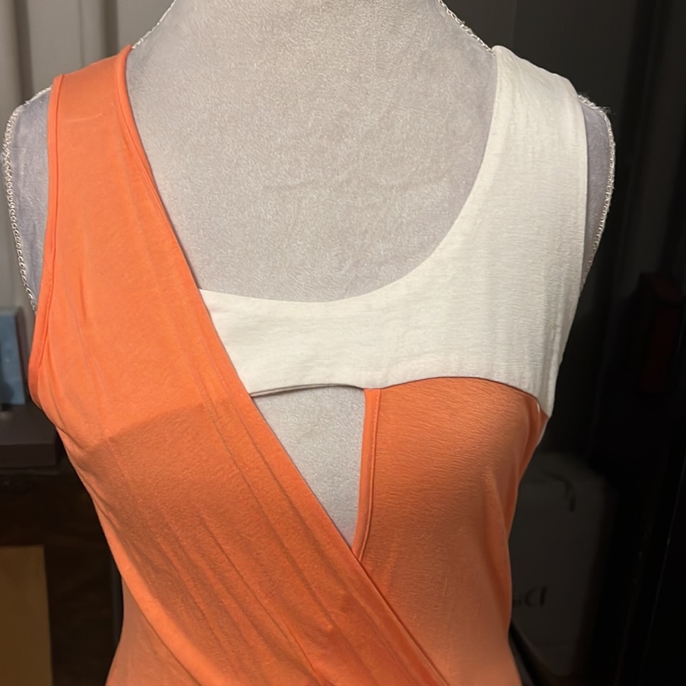 James & Joy orange and white asymmetrical dress - Picture 2 of 4